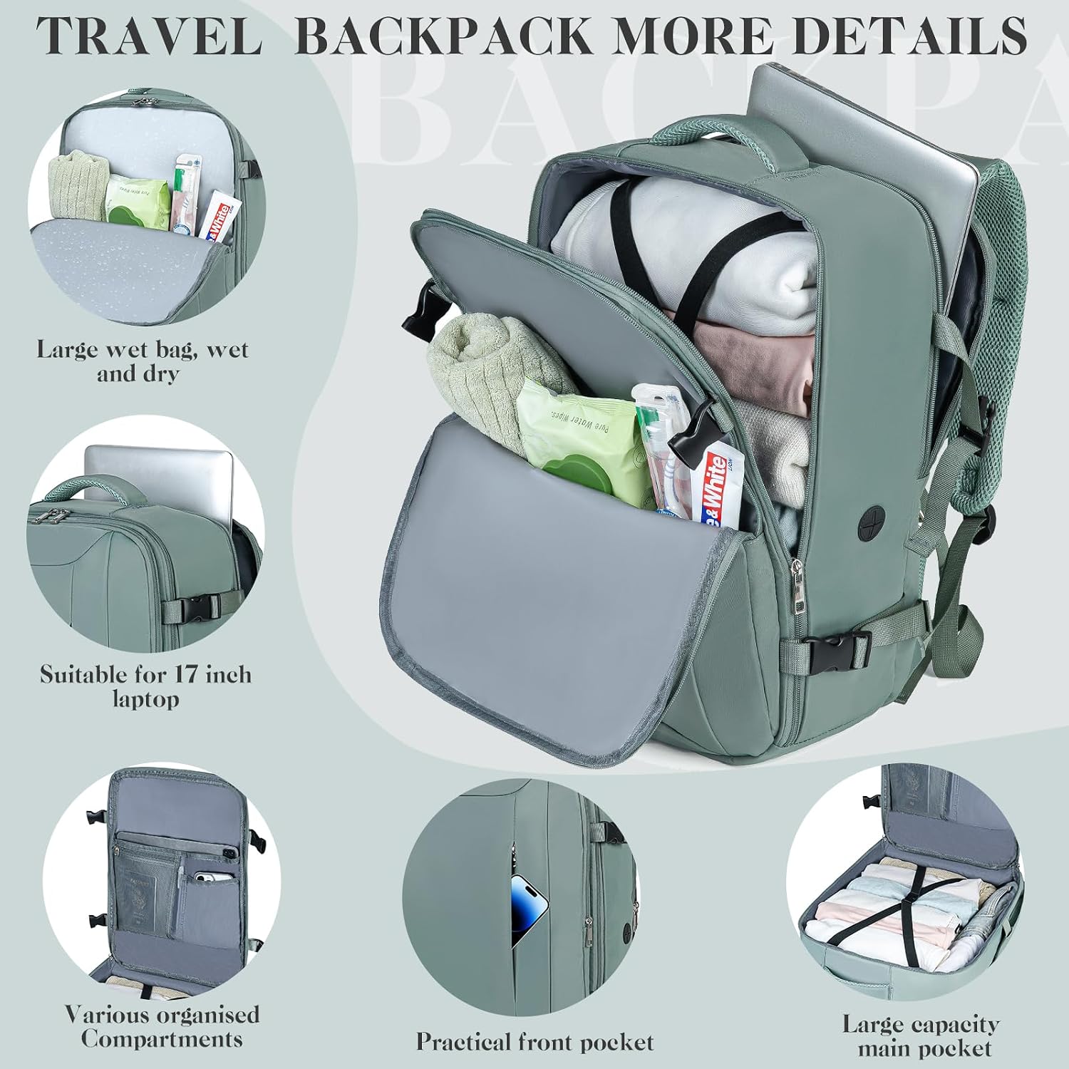 Detalle 2 de Hayayu for Easyjet Cabin Bag 45x36x20 underseat backpack