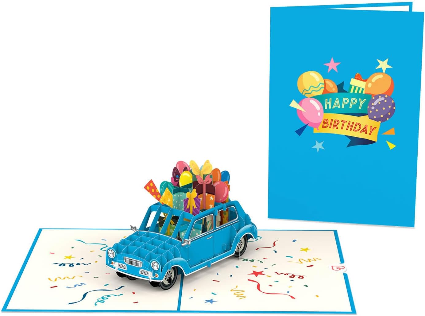 Thumbnail 2 de papercrush Biglietto pop-up di compleanno blu con auto d’epoca (3D)