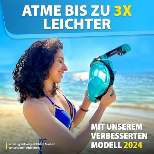 Detalle 2 de KAIMANA Schnorchelmaske Vollgesichtsmaske für Erwachsene & Kinder – CO2-sicher & flexibel einsetzbar