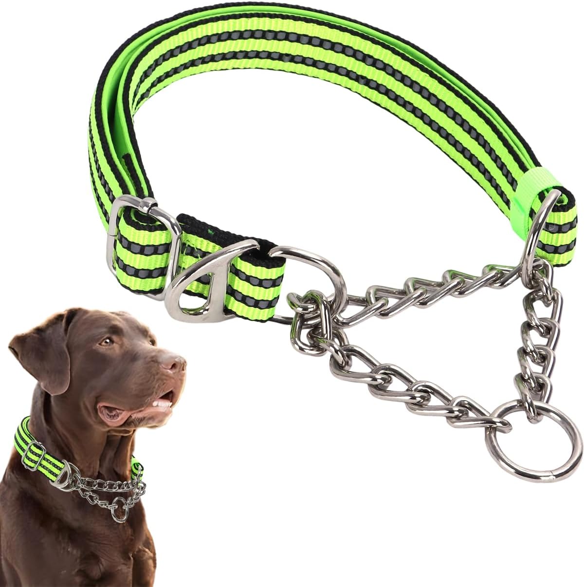 Detalle de Martingale Collar for Dogs – Reflective Nylon, Adjustable Heavy‑Duty Training Collar