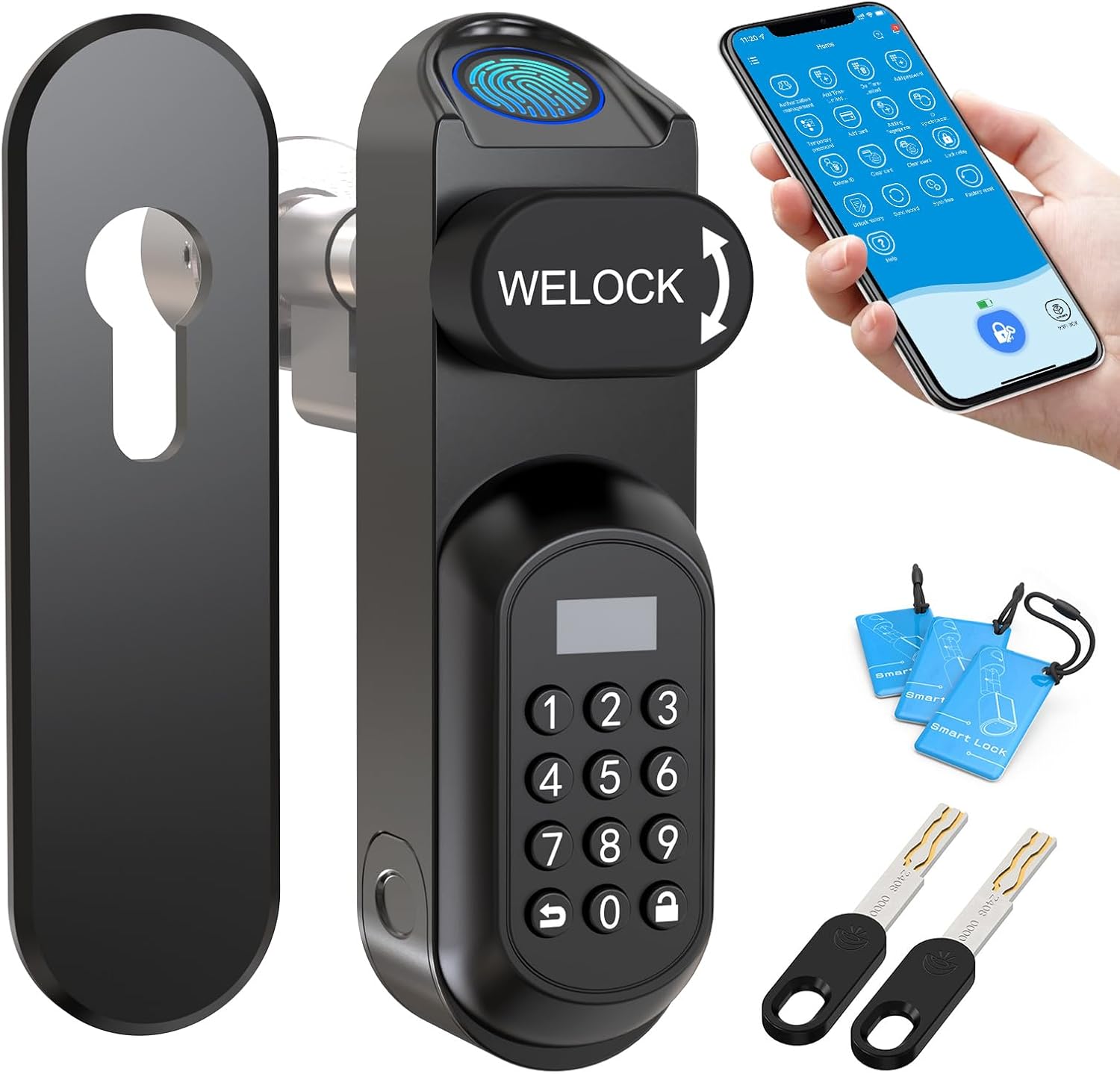 Detalle de WELOCK U81 – Smartes Türschloss Ultra mit Fingerabdruck, Passwort, RFID, App-Steuerung und optionaler WiFi-Anbindung
