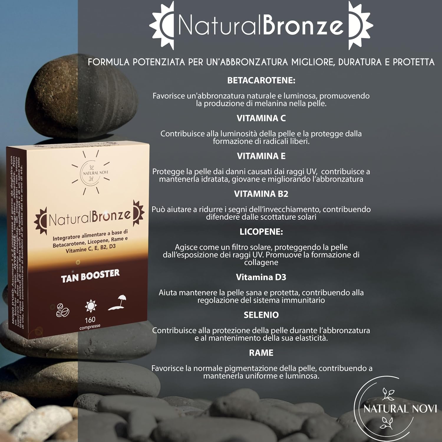 Detalle de NaturalBronze Integratore Abbronzatura – 160 compresse