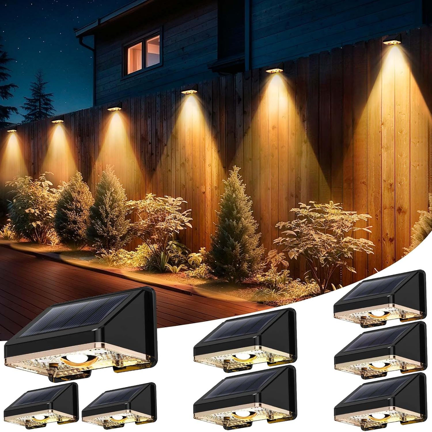 Detalle de Delaiglow Solar Fence Lights 8 Pack 500 mAh