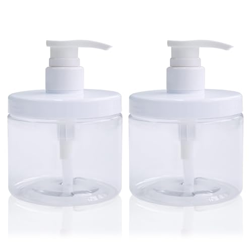 Imagen de Hokretme Pump Bottle Dispenser 2Pcs 500ml/16.9oz — Wide Mouth, BPA Free Empty Pump Bottles en OfertitasTOP