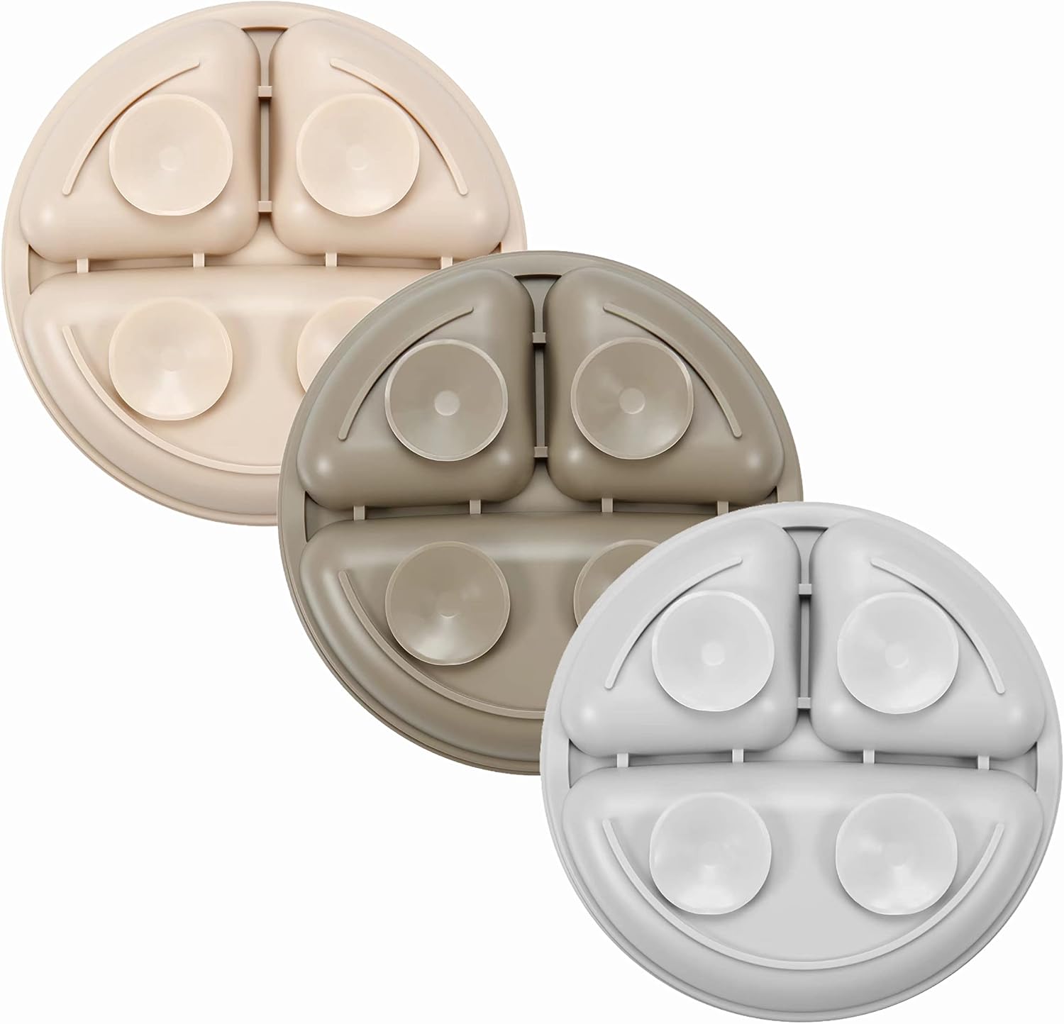 Detalle de PandaEar baby-plates siliconen zuigborden voor baby’s, set van 3 met vakken en deksels