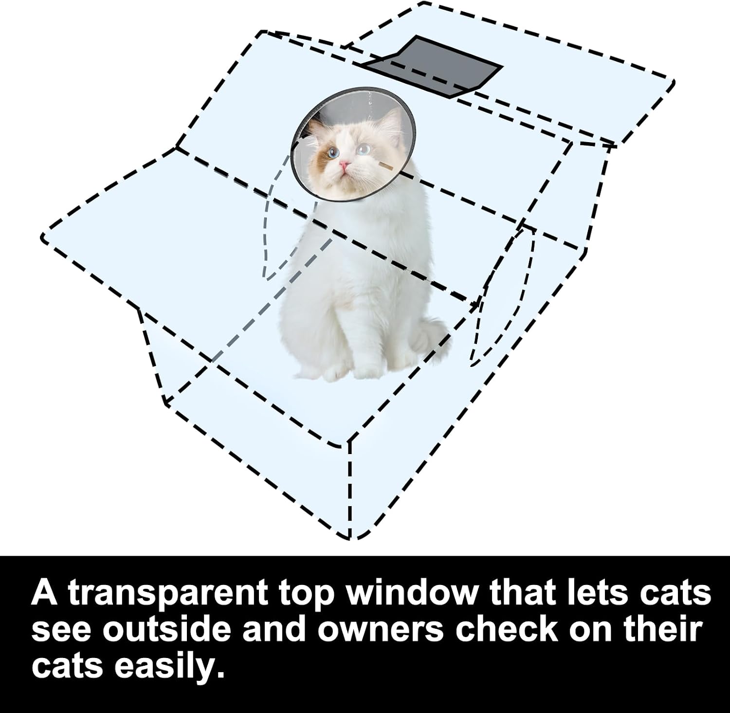 Detalle 1 de Texsens OLI-MW-L-MatteBlack Outdoor Cat House, Insulated and Elevated