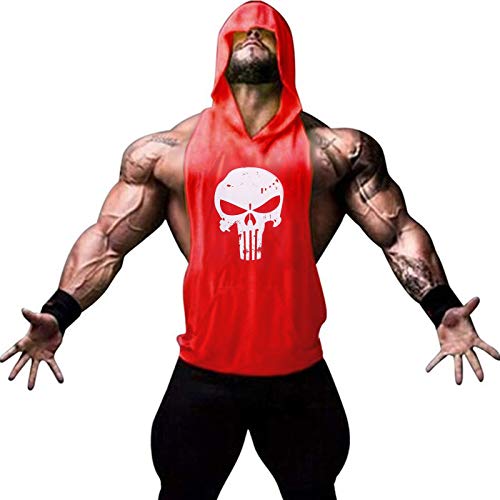 Detalle de YeeHoo Canotte Uomo Palestra con Cappuccio – Canottiera Bodybuilding per Fitness