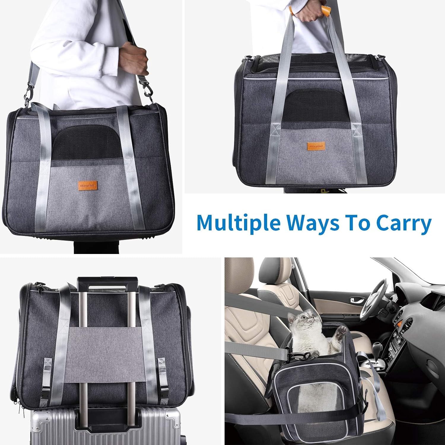 Detalle de Morpilot Pet Carrier Bag – Portable Cat Carrier with Top and Side Openings