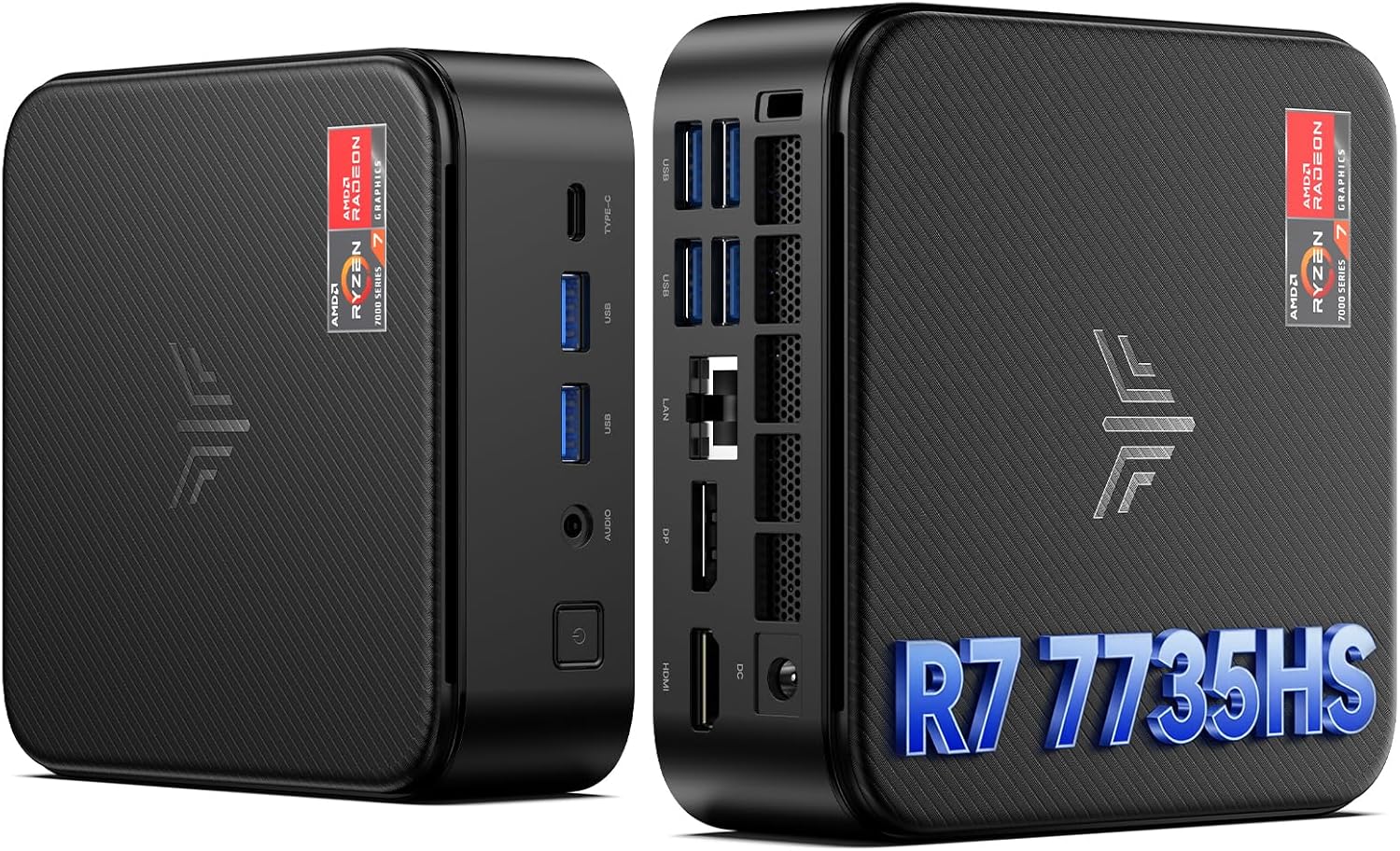 Detalle de NiPoGi E3B Mini PC mit Ryzen 7 7735HS – Leistung für Büro, Schule und Heimkino