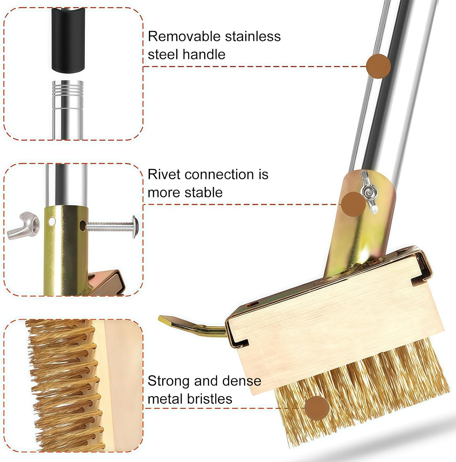 Detalle de Patio Weed Remover Tool: 160 cm Long-Handled 3-in-1 Weeder Set