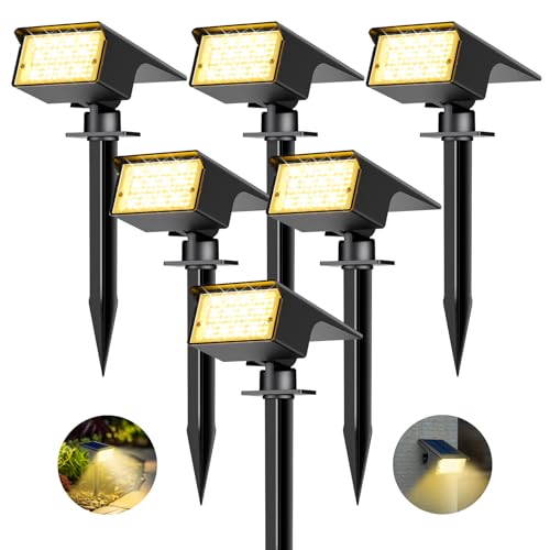 Detalle de Kolpop Lot de 6 Spots Solaires Extérieurs – Lampe Solaire Jardin 77 LED, IP65, 3 Modes d’Éclairage