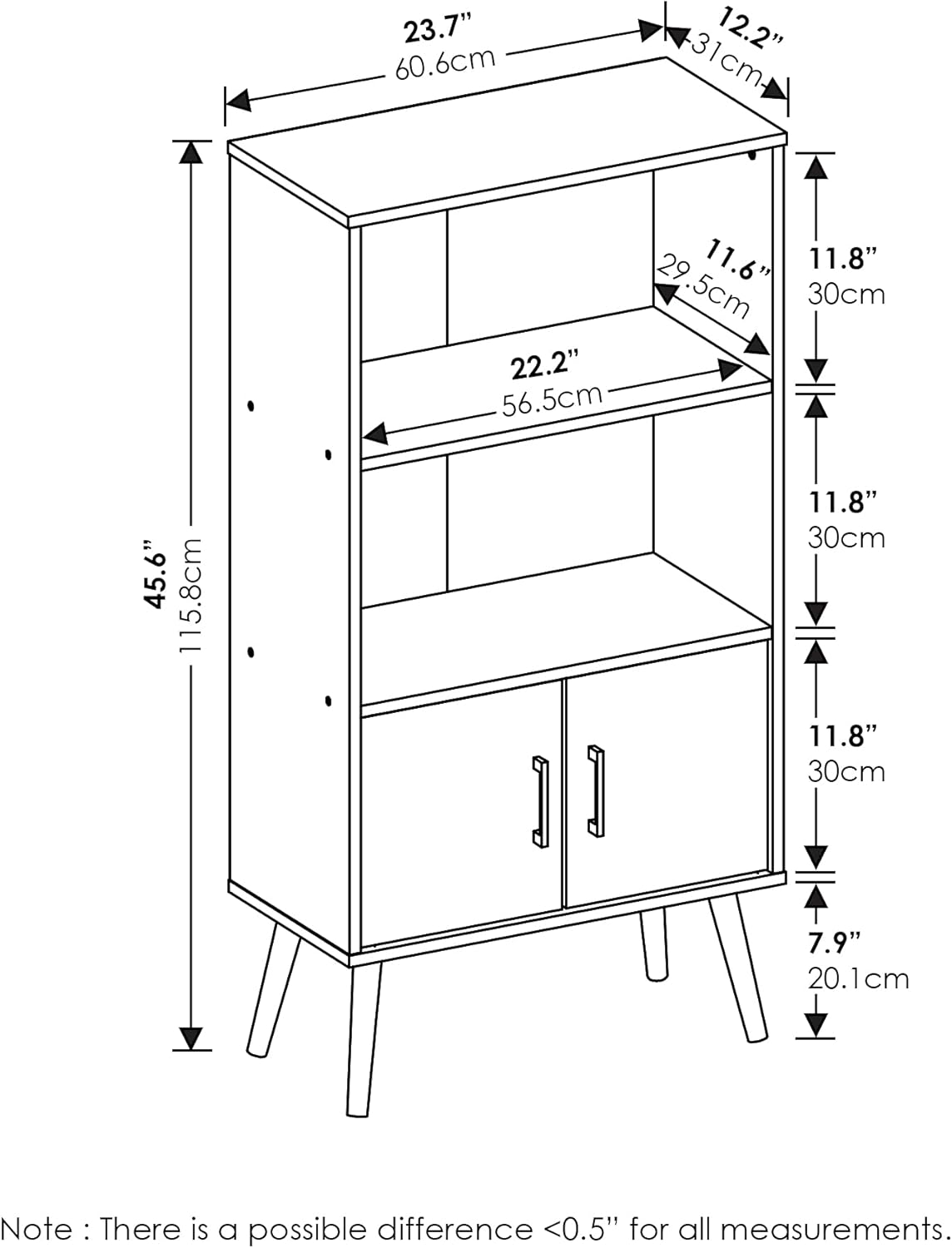 Thumbnail 2 de Furinno MIDCENTURY scaffali portaoggetti in rovere grigio – mobile contenitore 4ripiani