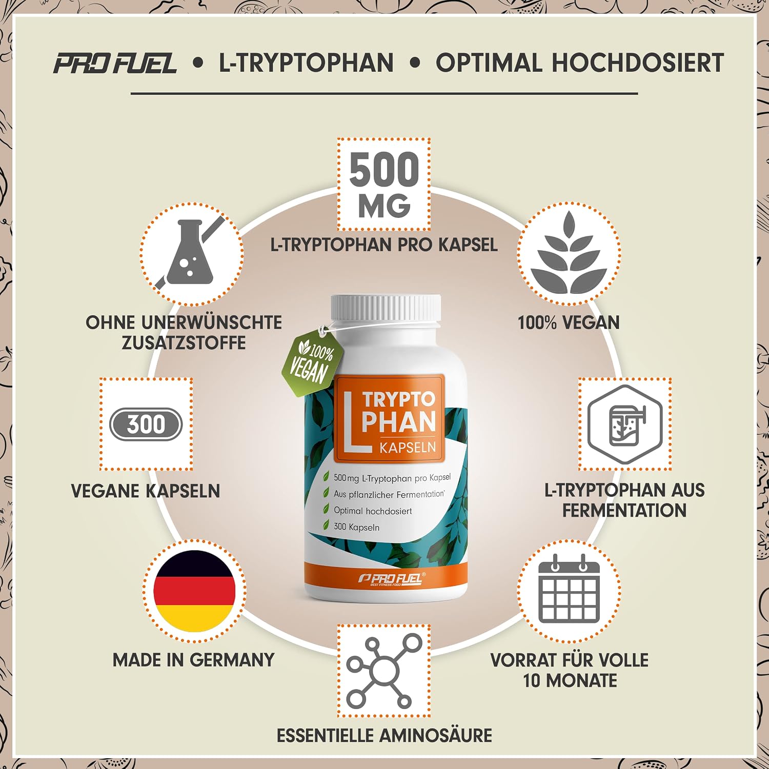Detalle 2 de L-Tryptophan hochdosiert 300 Kapseln