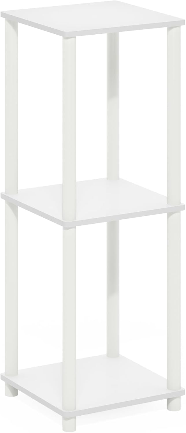 Detalle 2 de Furinno TURN-N-TUBE Tavolino Laterale Set di 2 – 2 Ripiani, Impilabili, Senza Attrezzi, Bianco