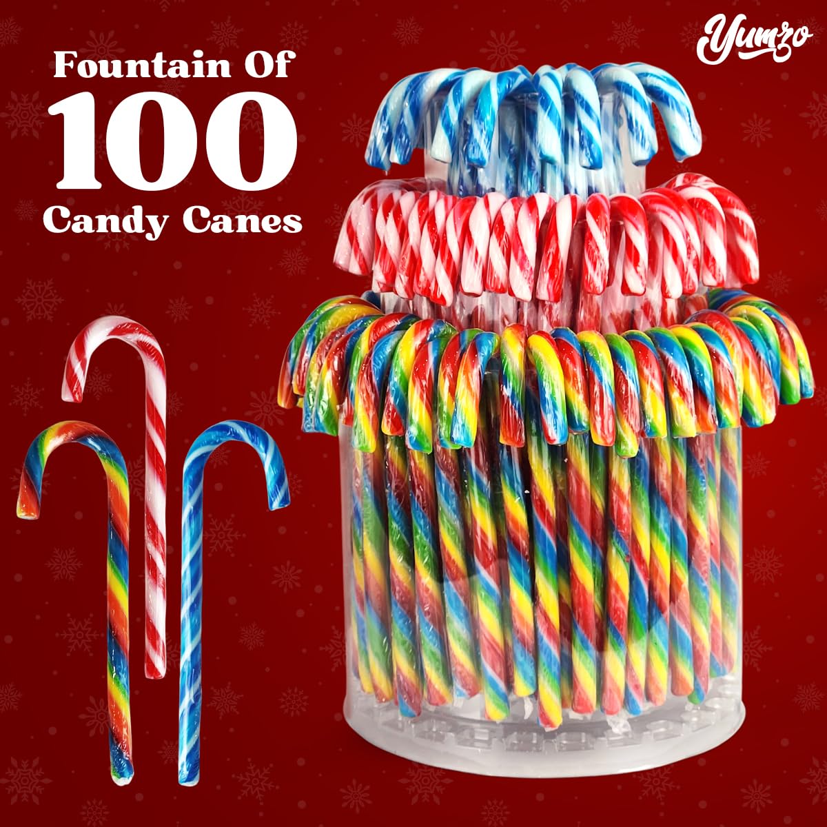 Detalle 2 de Yumzo Christmas Candy Canes, 100 Count, Individually Wrapped Assorted Flavors