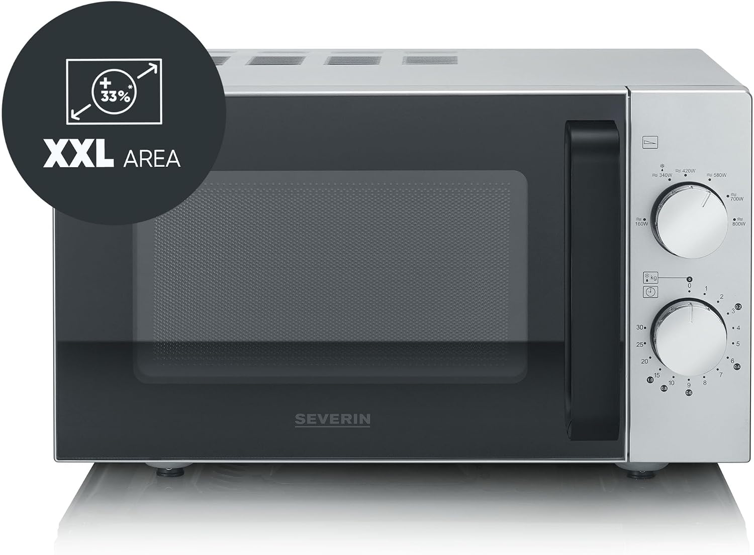 Thumbnail 1 de SEVERIN MW 9184 Solo-Mikrowelle mit Glasboden – 20 L, 800 W, Schwarz/Edelstahl matt