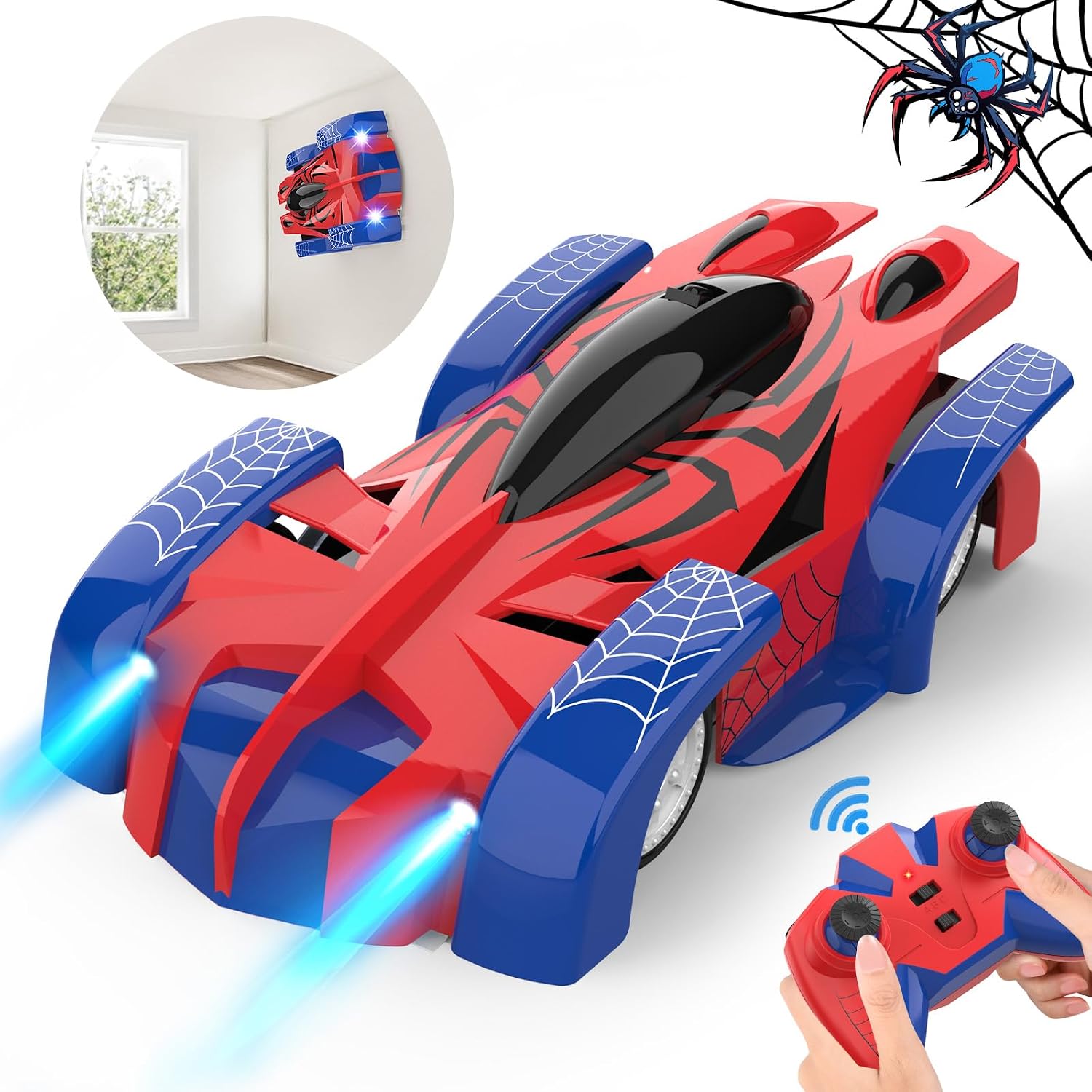Detalle de Buoeuik 9920L muurklimmende RC-auto met ledlicht en app-bediening