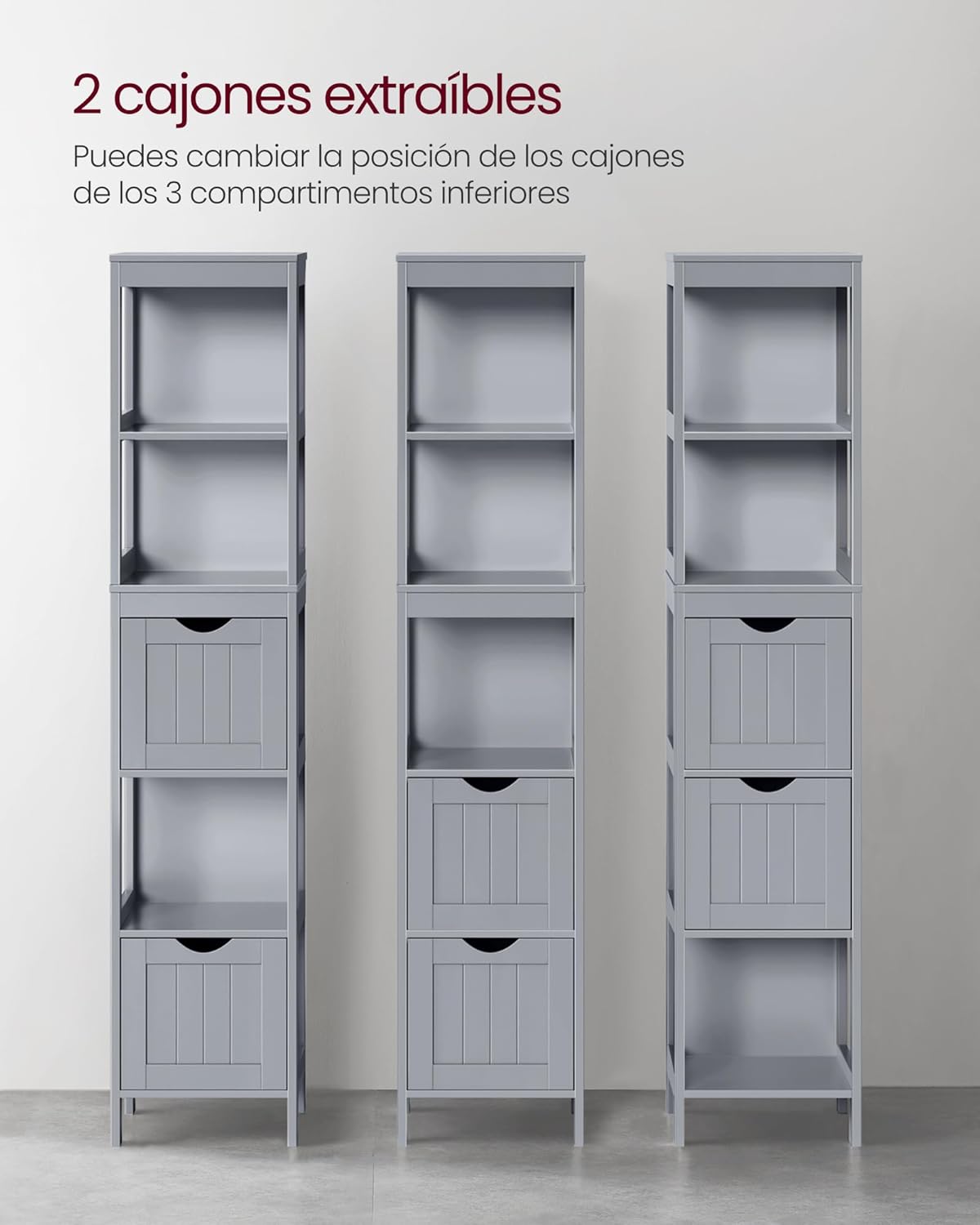 Detalle 2 de VASAGLE Mueble de baño con 2 cajones y compartimentos