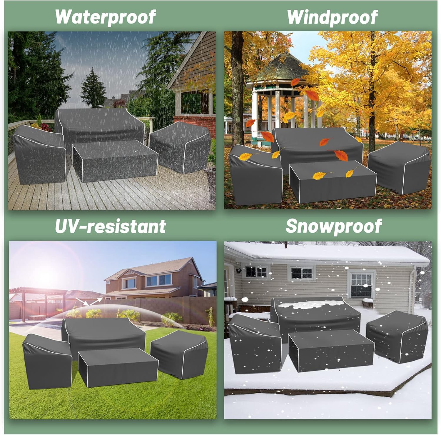 Detalle 1 de Gasadar GW-018-2 4-Piece Patio Furniture Covers, 600D Waterproof Oxford