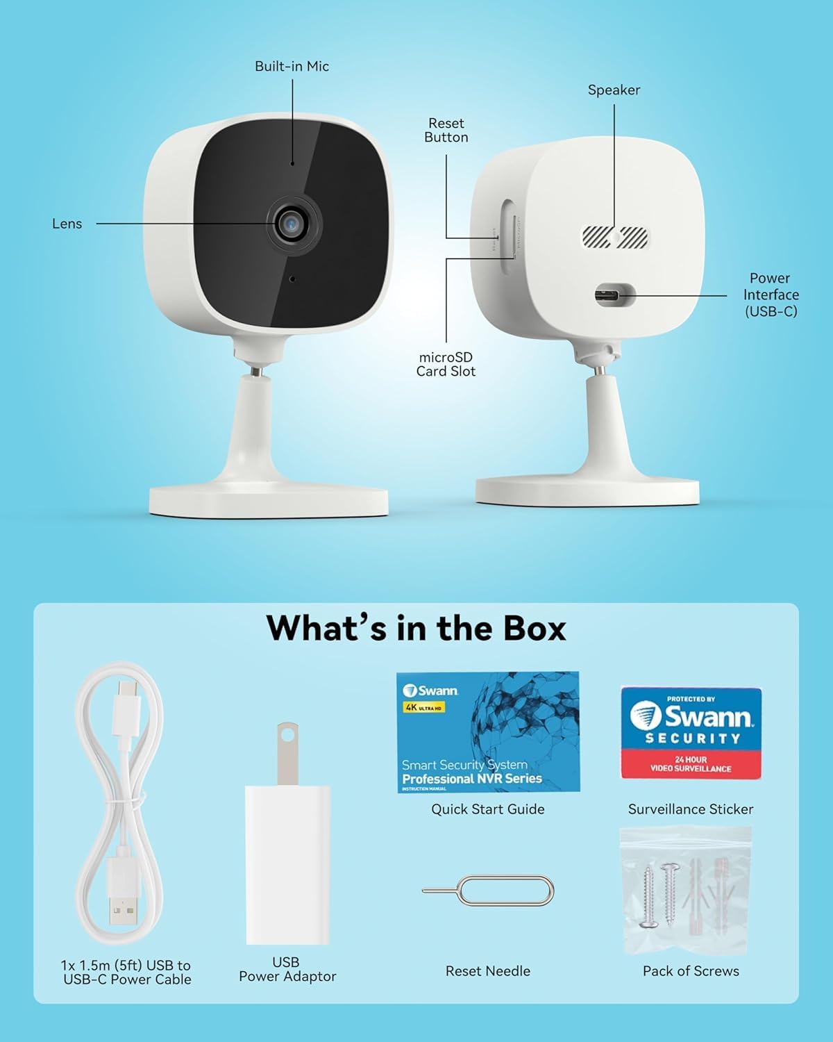 Thumbnail 2 de Swann EVO 2K Indoor Wi‑Fi Security Camera (SWIFI-SE2KIC-EU) with Two‑Way Audio & Night Vision
