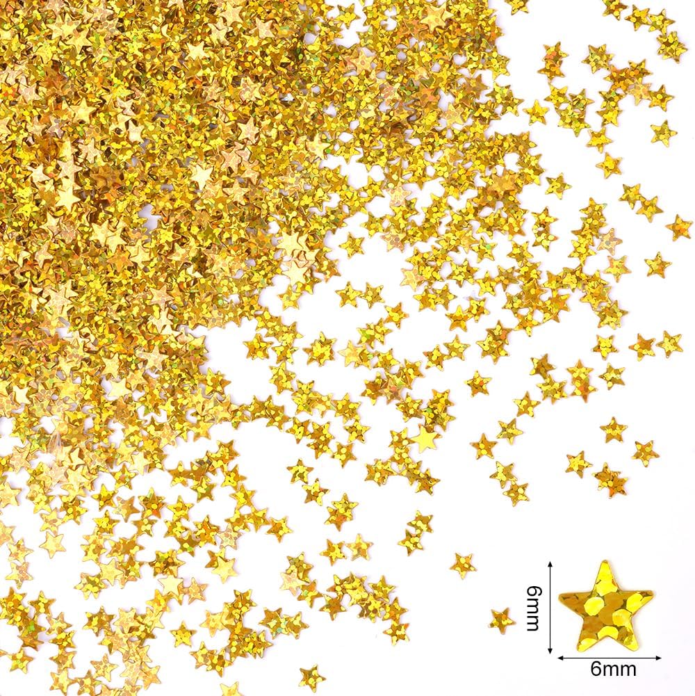 Detalle 2 de Hotut Confettis dorés étoiles 6 mm – lot 45 g pour décorations festives