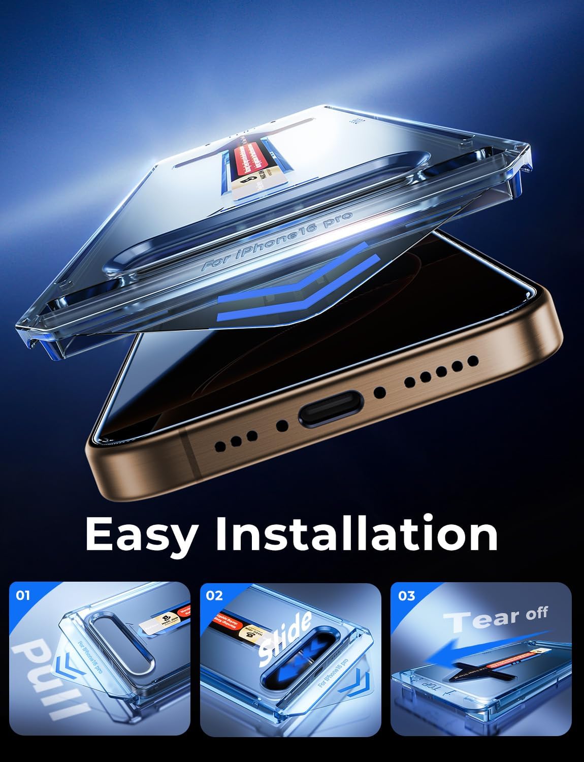 Detalle 2 de MAGIC JOHN iPhone 16 Pro 6.3" Privacy Glass protector
