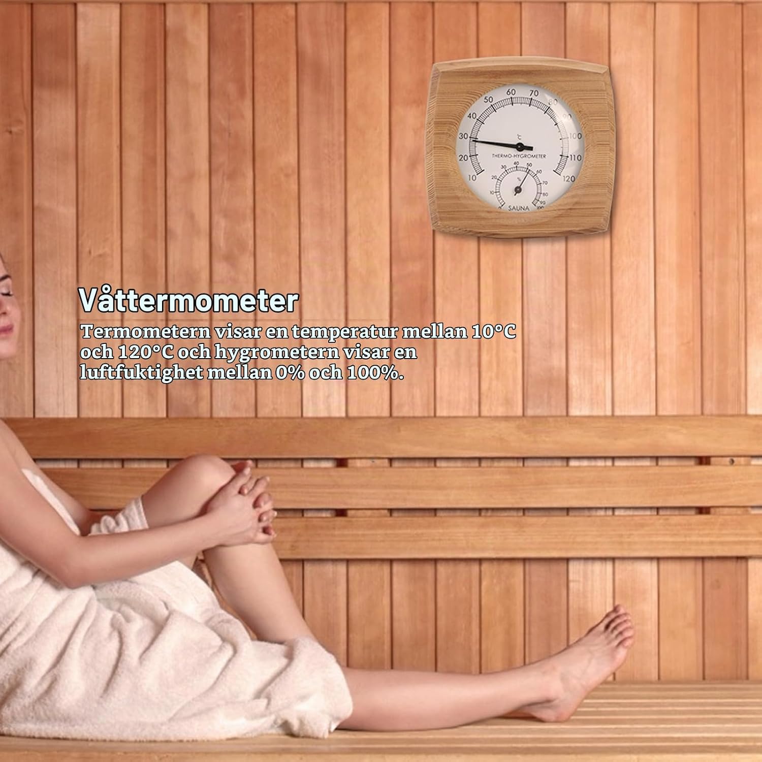 Detalle 1 de HEEPDD HEEPDDrkpgc0i43t bastutermometer och hygrometer i cederträ