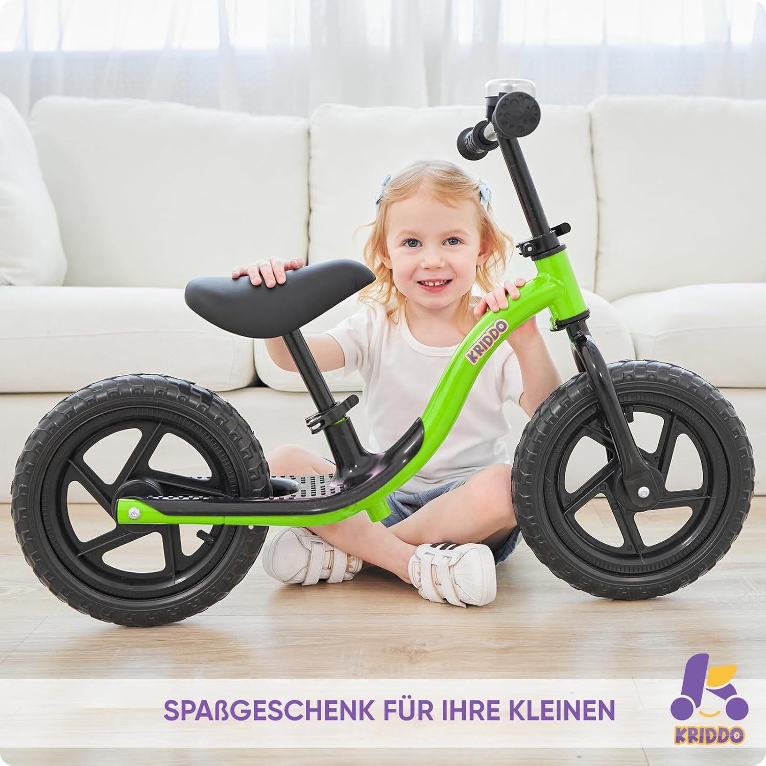 Thumbnail 5 de KRIDDO Kinder-Laufrad ab 2 Jahren: interaktives Lauflernrad mit Fußstütze und Lenkbegrenzung