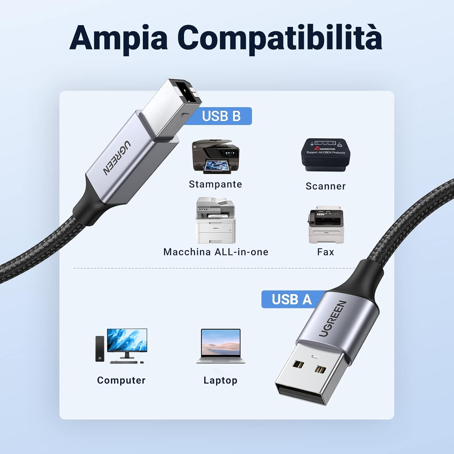 Thumbnail 1 de UGREEN Cavo Stampante Type A–B 5 M