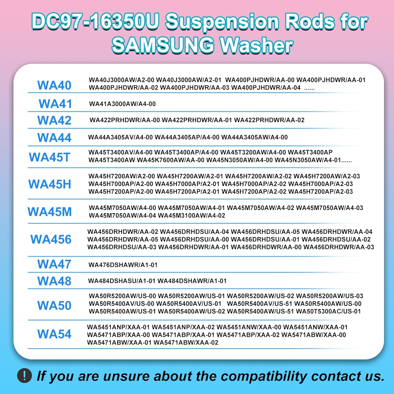 Thumbnail 5 de Vypart DC97-16350U/DC97-16350T Washer Suspension Rods, 4-Piece Stainless Steel