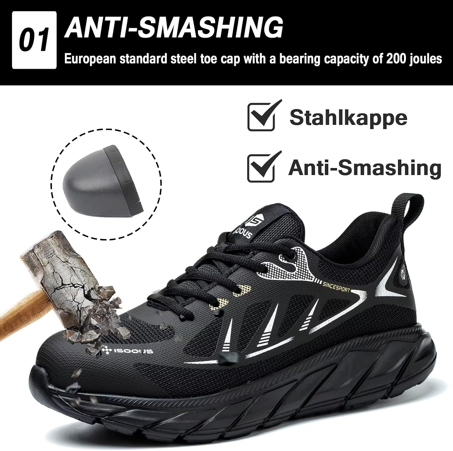 Detalle de Scarpe Antinfortunistiche Uomo e Donna: leggerezza, protezione con punta in acciaio e høy traspiranti