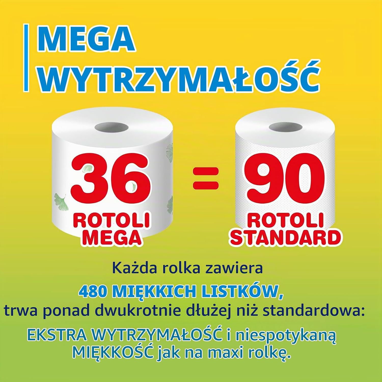 Detalle 2 de Foxy Mega papier toaletowy 36 rolek, 2-warstwowy, 480 arkuszy