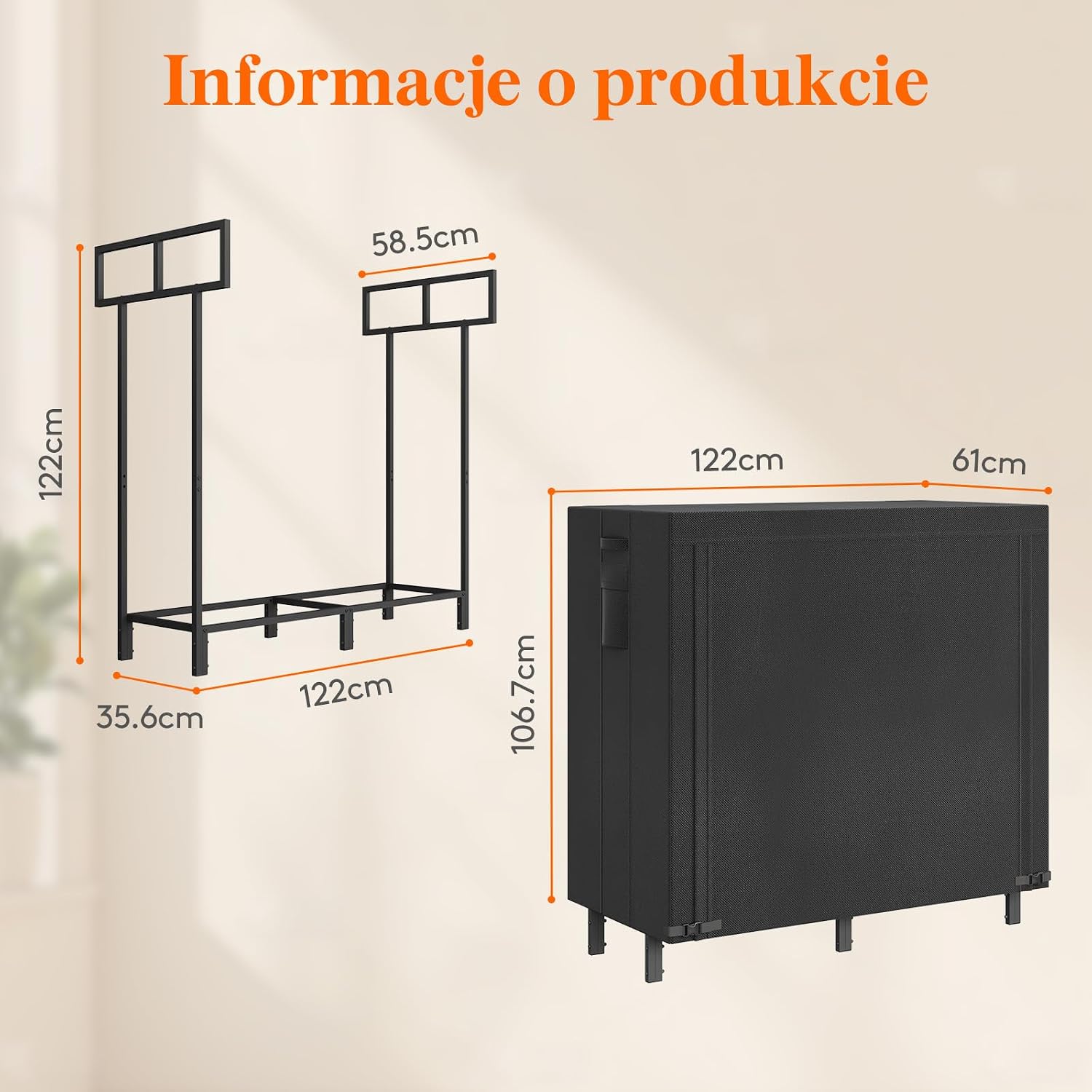 Detalle de Lifewit 24222 – stojak na drewno opałowe z wodoodpornym pokrowcem
