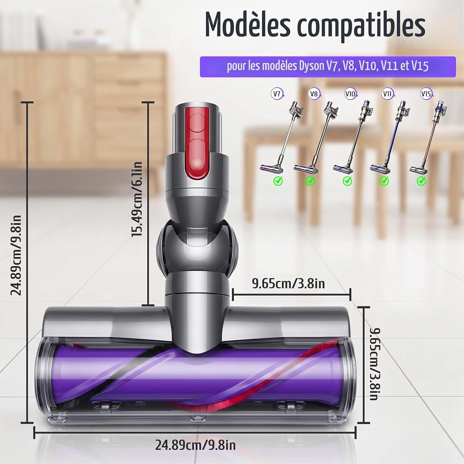 Detalle de Veralendia 967483-04 elektrische turbineborstel voor Dyson V7–V15