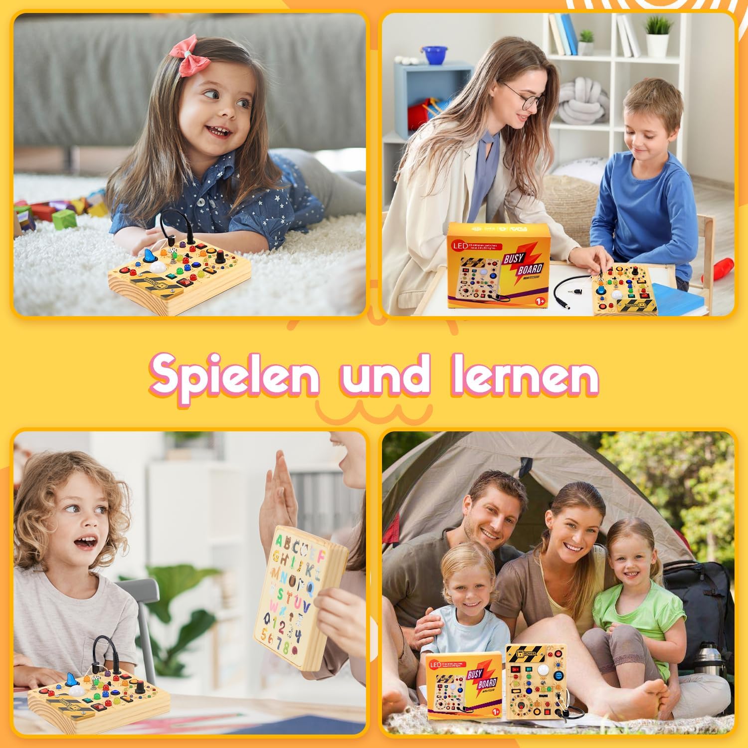 Thumbnail 4 de Montessori Busy Board ab 1 Jahr – Activity Board aus Holz mit 13 Schaltern und 24 LED-Leuchten