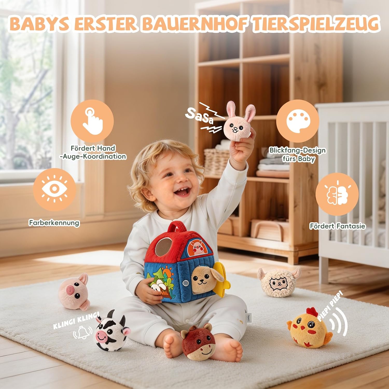 Detalle 2 de SAIMAND Überraschungs-Scheune Spielzeug für Babys ab 6 Monaten