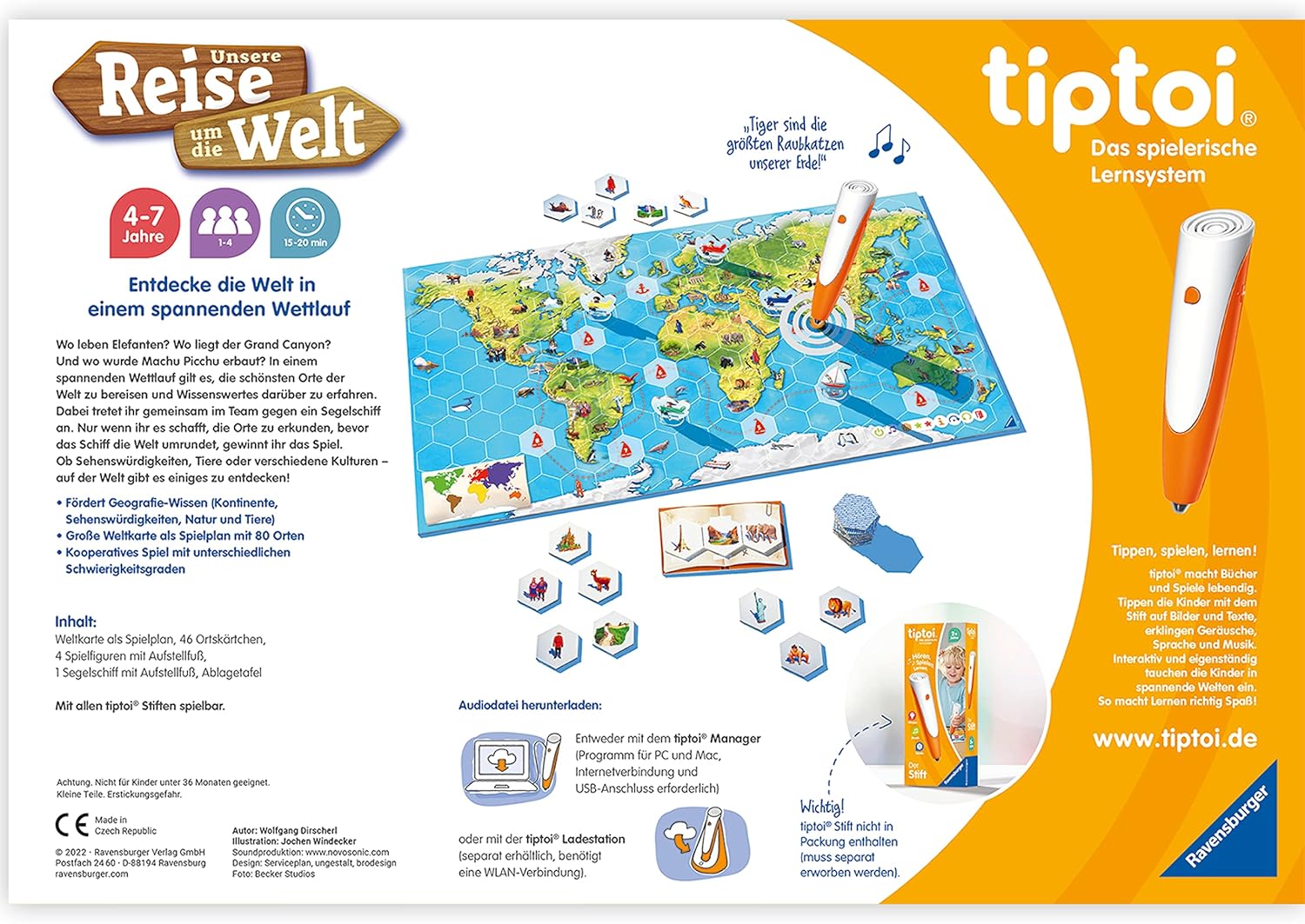 Detalle de Ravensburger tiptoi Spiel 00117 „Unsere Reise um die Welt“ – Lern-Geografiespiel ab 4 Jahren