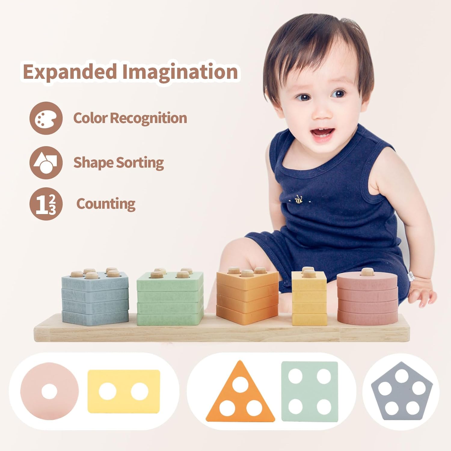 Detalle 1 de LUCKFUTURE 8-in-1 Montessori Toy Set 6–18 months