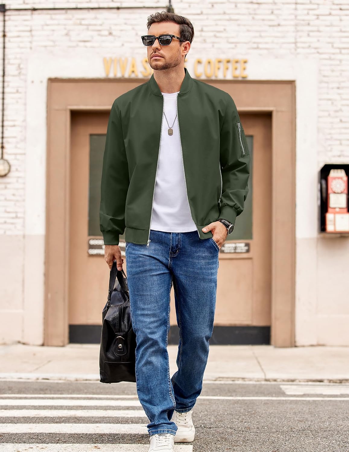 Detalle de COOFANDY Men's Bomber Jacket Lightweight
