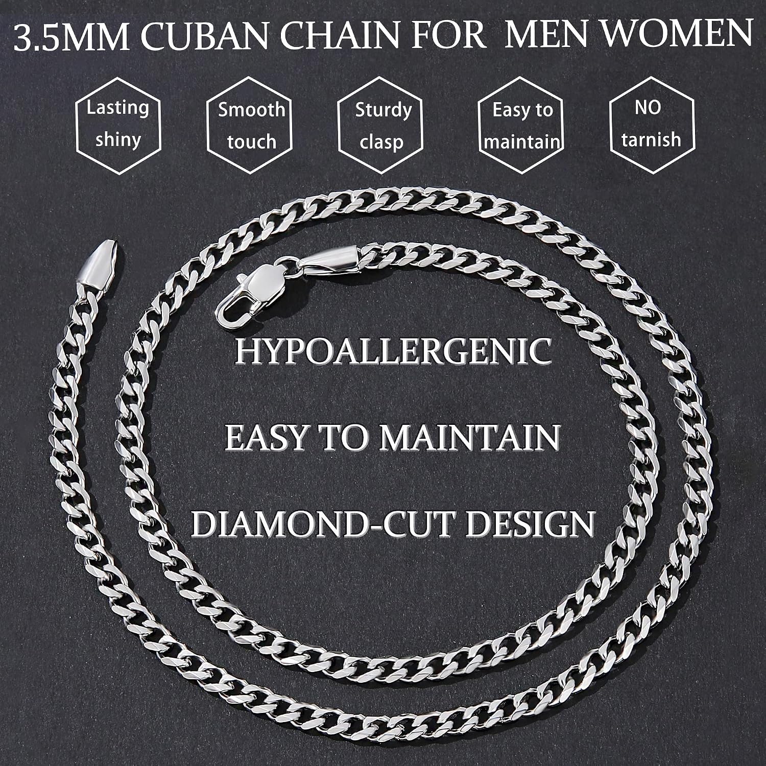 Thumbnail 4 de Fiusem Cuban Link Chain 3.5mm for Men
