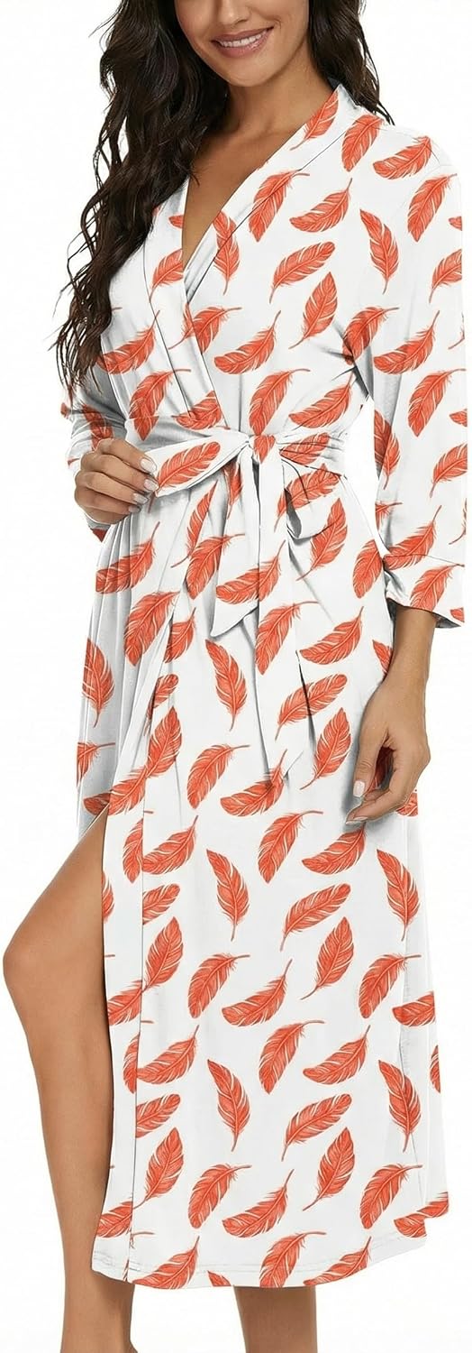 Detalle de VINTATRE Women Knit Bathrobe: Long Lightweight Bathrobe with Pockets