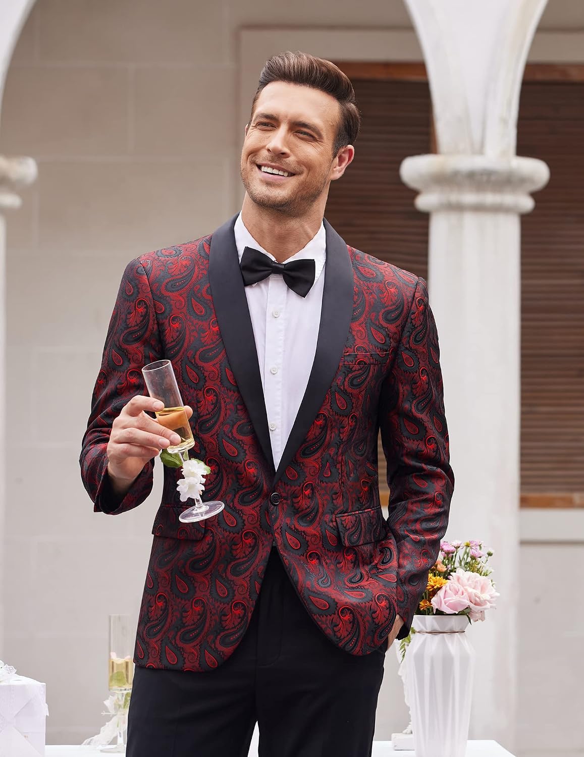Detalle de COOFANDY Floral Tuxedo Jacket 1 Button