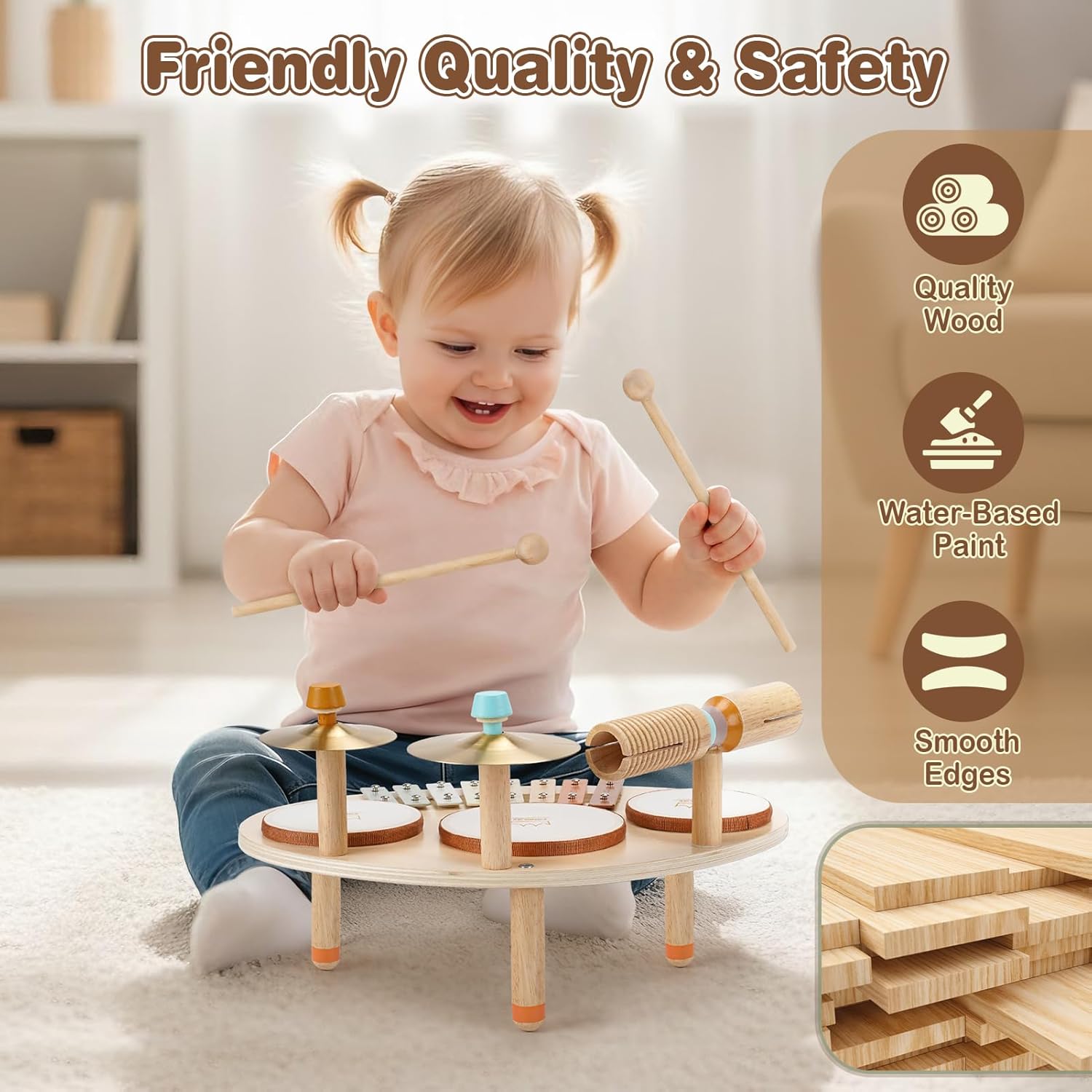 Thumbnail 2 de Vanplay Giocattoli Bambino strumenti musicali per bambini: tamburo in legno 9 in 1