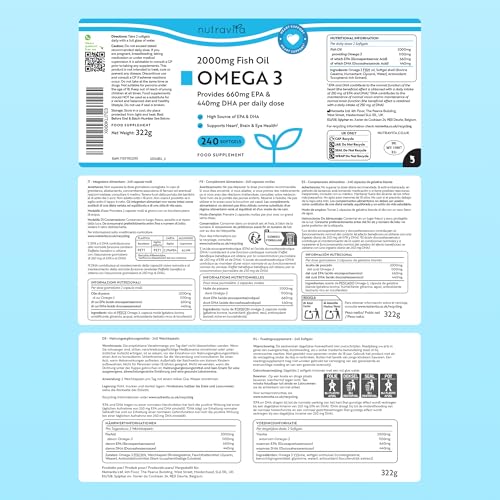 Thumbnail 11 de Nutravita Omega 3 Capsules High Strength 2000mg – 240 Softgels