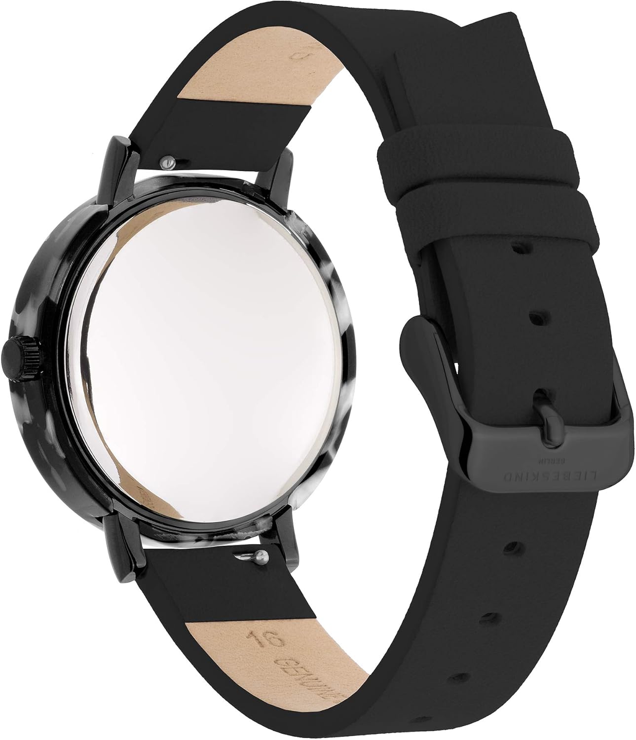 Thumbnail 3 de LIEBESKIND Damen-Armbanduhr mit rundem Gehäuse, gemustertem Acetat-Topring und Lederband