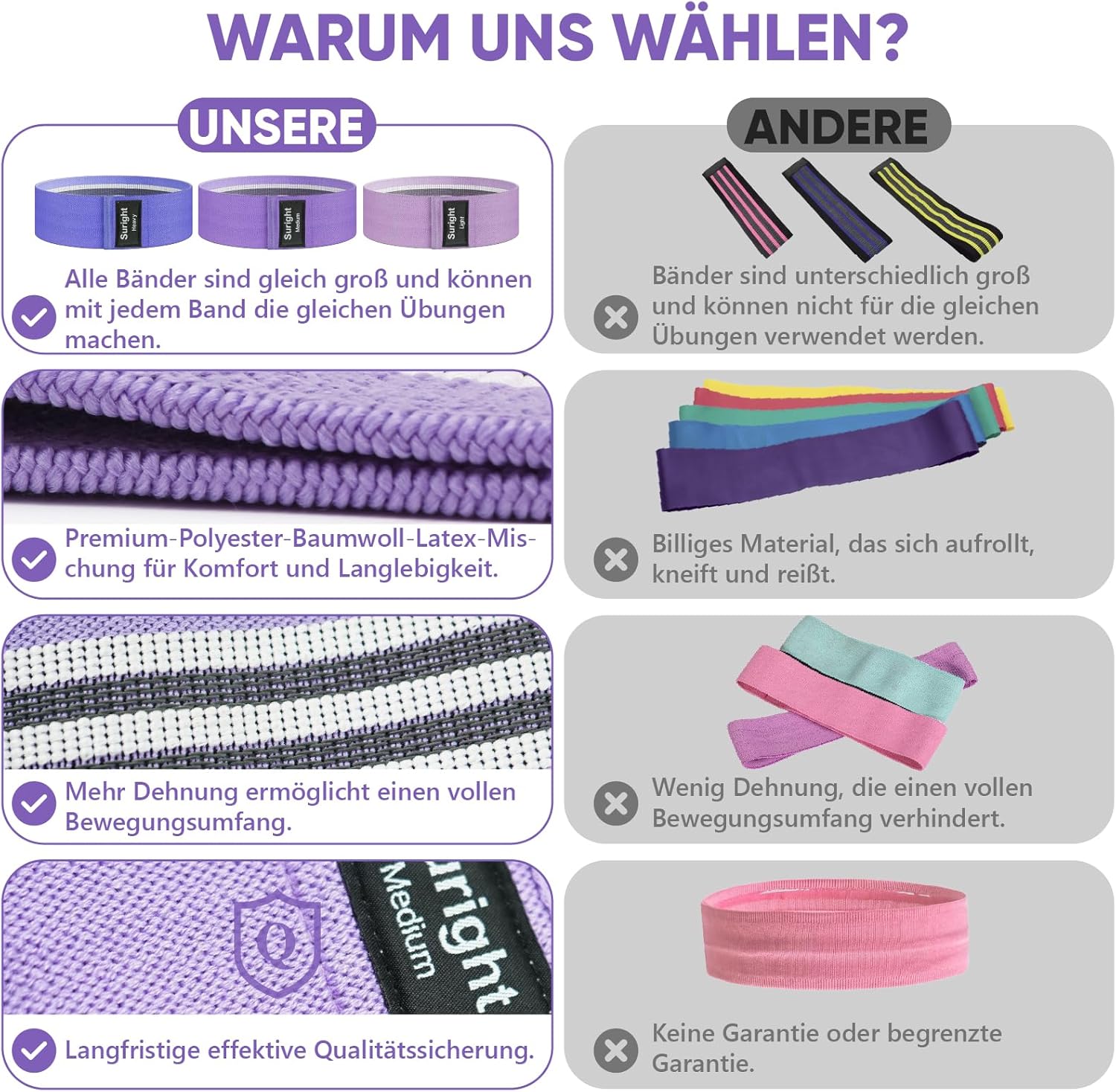 Thumbnail 3 de Suright Fitnessbänder Stricken 3er Set