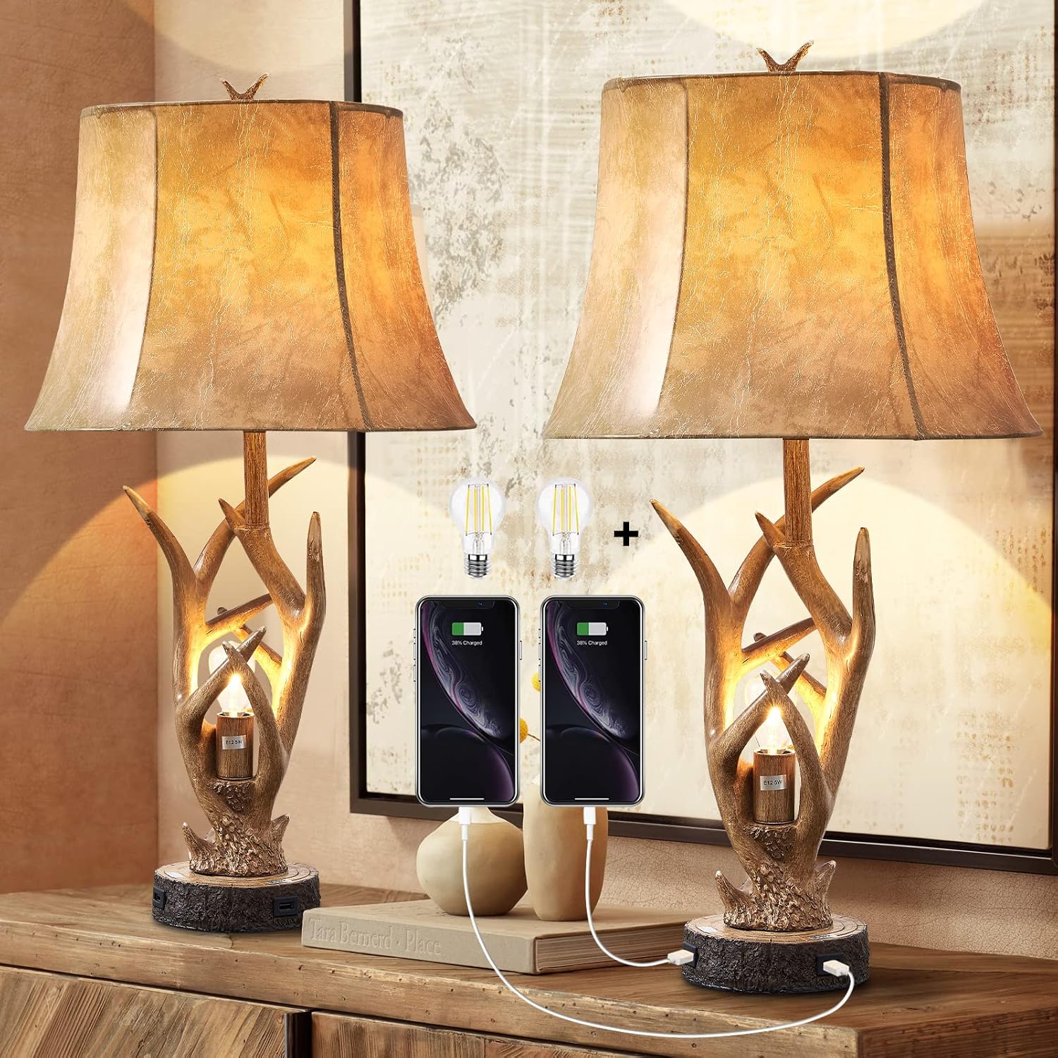 Detalle de Dungoo Rustic Table Lamp Set, 26