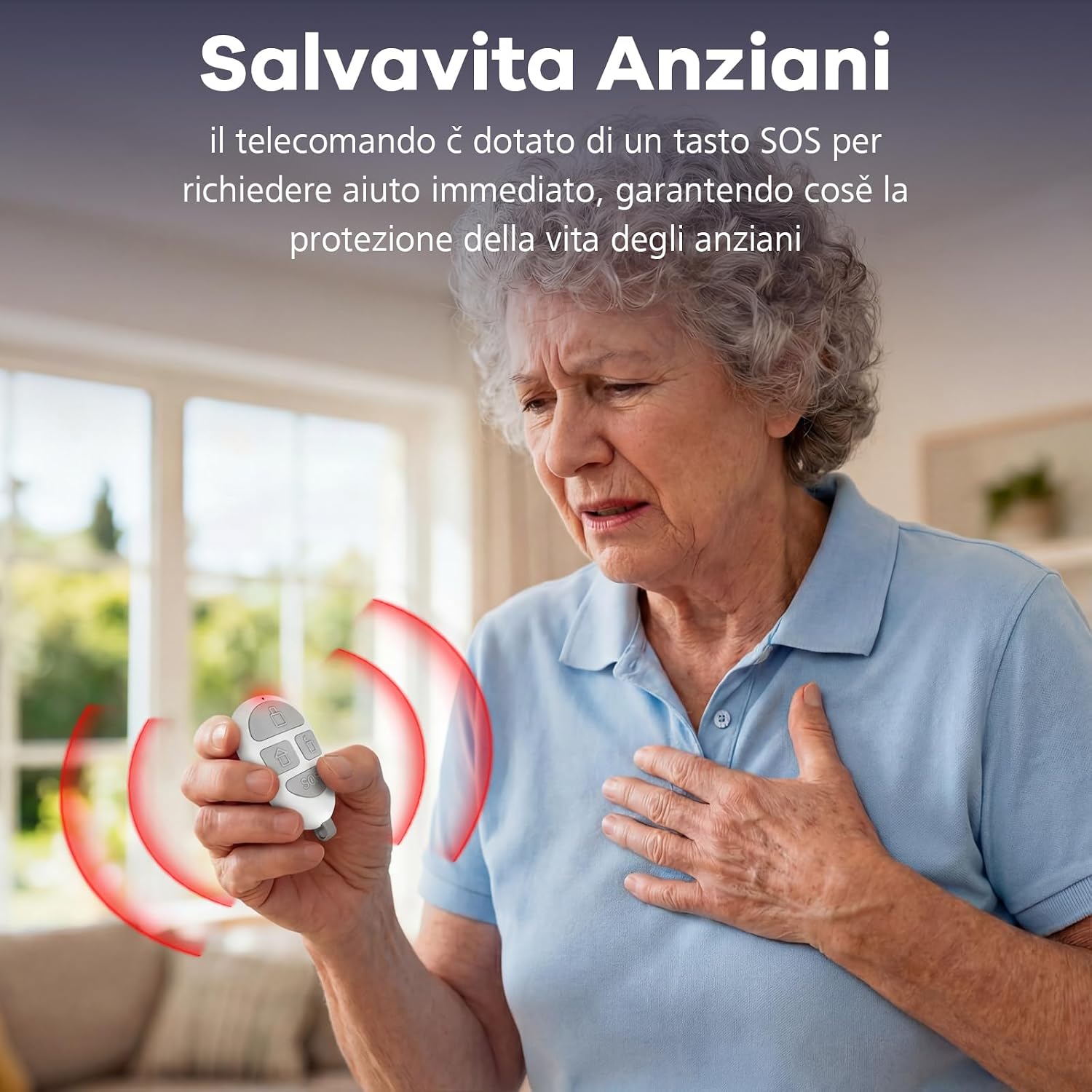 Detalle de YISEELE Allarme Casa Senza Fili con centrale 120 dB, 4 sensori e telecomando (compatibile Alexa e Google Home)