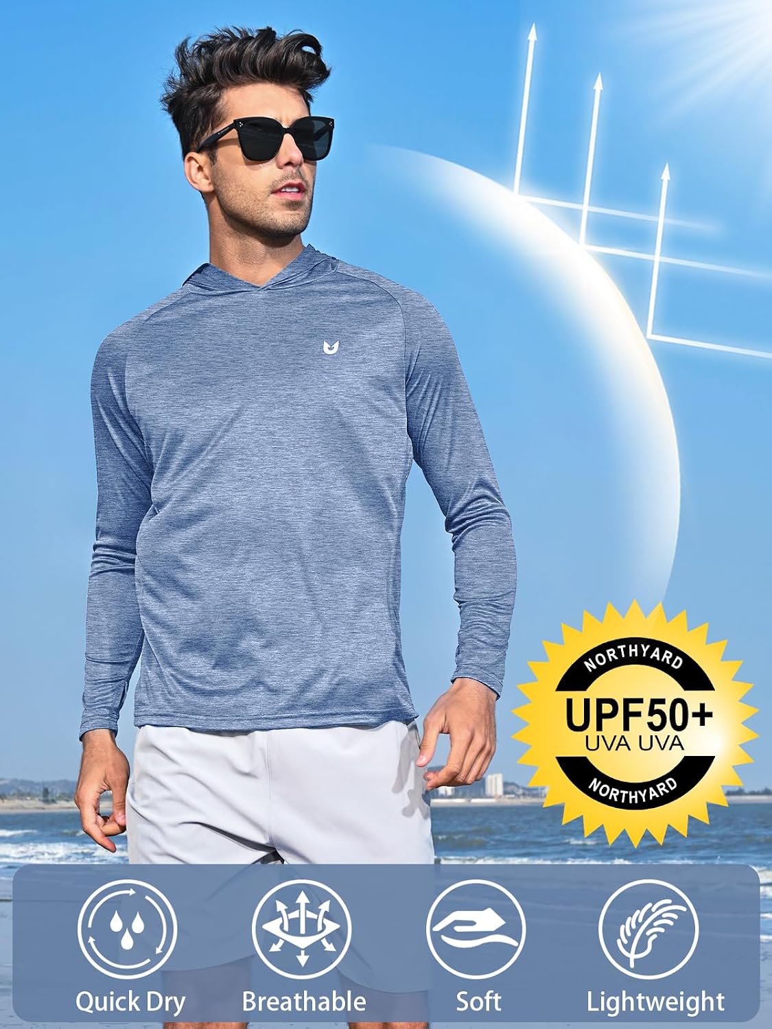 Detalle de UPF 50+ Northyard hoodie rash guard