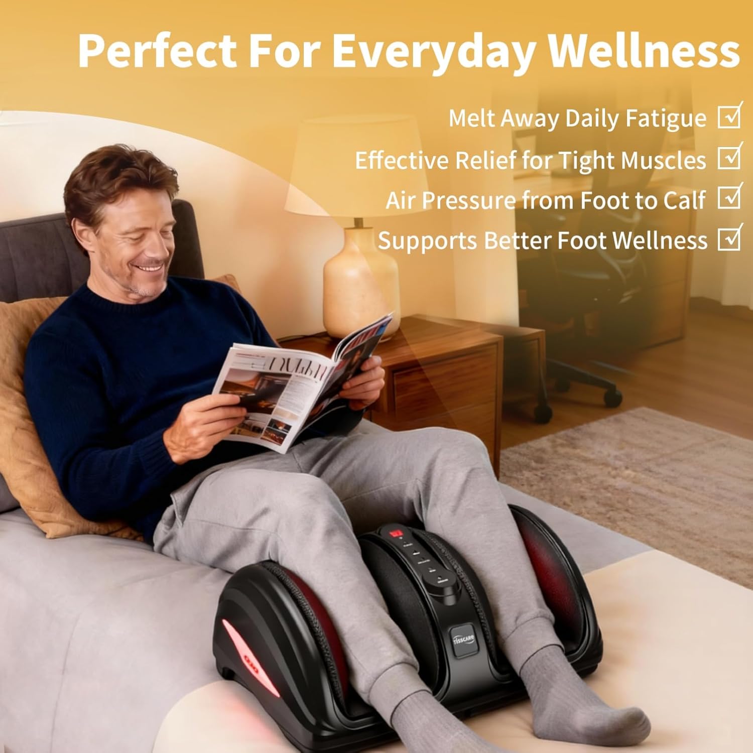 Detalle 2 de TISSCARE Foot Massager for Neuropathy: Deep Shiatsu, Heat Therapy, and Custom Comfort for Everyday Feet